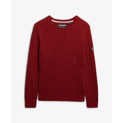 Sweter z luźnym splotem dla kobiet Superdry. Czerwone swetry klasyczne damskie Superdry., xs, ze splotem, bez kołnierzyka. Za 279.20 zł.