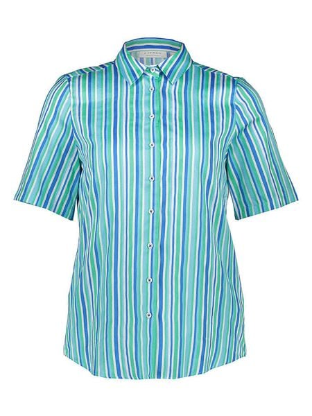 Eterna Koszula - Regular fit - w kolorze niebiesko-turkusowym rozmiar: 36. Niebieskie koszule damskie Eterna, bez wzorów, z bawełny, bez kołnierzyka, bez ramiączek. Za 91.56 zł.