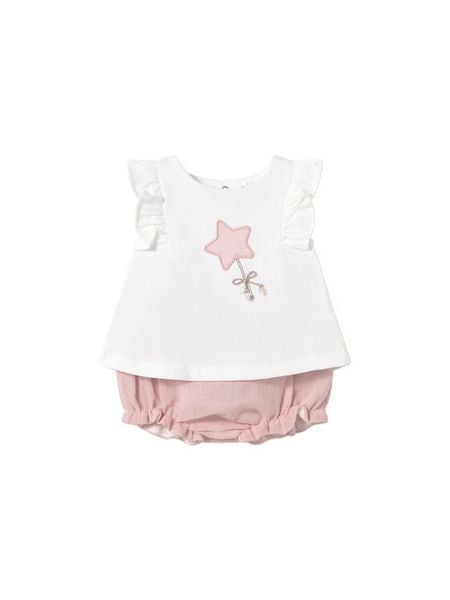 Mayoral Komplet t-shirt i spodenki 1255 Różowy Regular Fit. Czerwone koszulki dziewczęce Mayoral, bez wzorów, z bawełny. Za 79.99 zł.