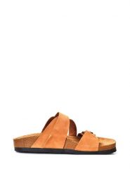 Moosefield Skórzane klapki w kolorze jasnobrązowym rozmiar: 39. Brązowe klapki damskie Moosefield, bez wzorów, ze skóry, bez obcasa. Za 167.28 zł.