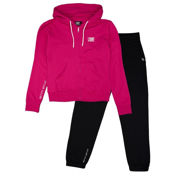 Bluza z kaptur na co dzień na siłownię. Czarne spodnie dresowe damskie LEONE 1947 APPAREL, bez wzorów, z bawełny. W wyprzedaży za 112.15 zł.