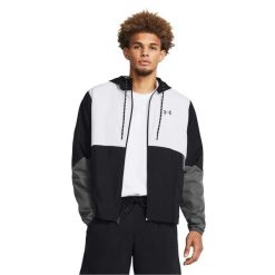 Kurtka wodoodporna Under Armour Legacy. Czarne kurtki męskie Under Armour, s, bez wzorów, z materiału, sportowe, z kapturem. Za 382.25 zł.