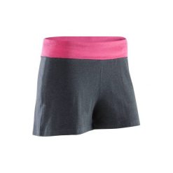 Spodenki do jogi damskie. Szare szorty damskie DOMYOS, bez wzorów, z bawełny. Za 29.99 zł.