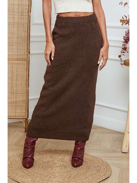 So Cachemire Spódnica dzianinowa "Doristo" w kolorze brązowym rozmiar: L. Brązowe spódniczki damskie So Cachemire, l, bez wzorów, z dzianiny, maxi, proste. Za 192.95 zł.