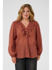KAFFE curve Bluzka "Lana" w kolorze jasnobrązowym rozmiar: 44. Brązowe bluzki damskie KAFFE curve, bez wzorów, bez kołnierzyka, bez ramiączek. Za 86.99 zł.