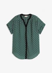 Bluzka oversize z lejącego szyfonu. Fioletowe bluzki damskie bonprix, bez wzorów, z szyfonu, bez kołnierzyka, bez ramiączek. Za 72.99 zł.