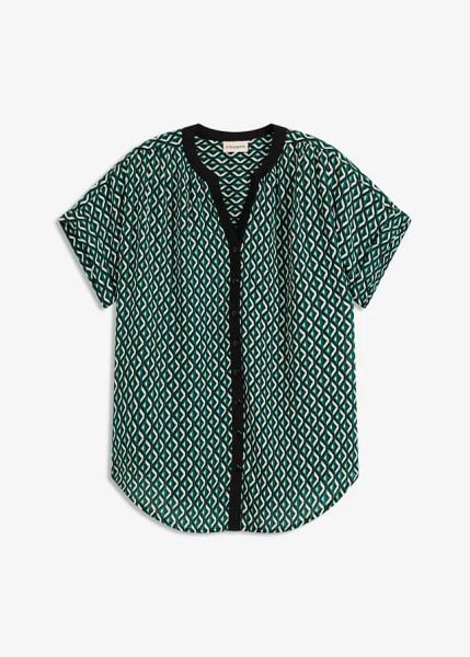 Bluzka oversize z lejącego szyfonu. Fioletowe bluzki damskie bonprix, bez wzorów, z szyfonu, bez kołnierzyka, bez ramiączek. Za 72.99 zł.