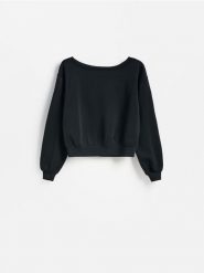 Gładka bluza z modalem - czarny. Czarne bluzy bez kaptura damskie Reserved, l, z dzianiny. Za 119.99 zł.