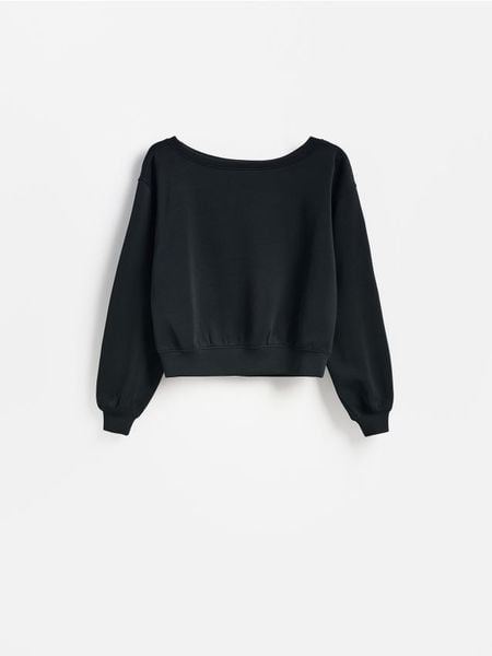 Gładka bluza z modalem - czarny. Czarne bluzy bez kaptura damskie Reserved, l, z dzianiny. Za 119.99 zł.