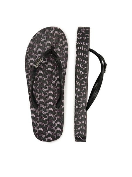 Juicy Couture Japonki 800293 Czarny. Czarne klapki damskie Juicy Couture, bez wzorów, z syntetyku, bez obcasa. Za 79.99 zł.