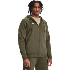 Bluza z kapturem Under Armour UA Rival Fleece FZ, Mężczyźni. Białe bluzy sportowe męskie Under Armour, bez wzorów, z bawełny, sportowe, bez kołnierzyka, bez ramiączek. Za 390.00 zł.