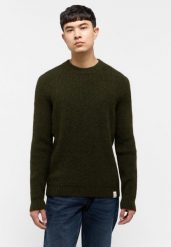 MUSTANG EMIL C CREW MĘSKI SWETER ELEGANCKI RIFLE GREEN 1015801 6514. Zielone swetry męskie Mustang, m, bez wzorów, bez kołnierzyka. Za 129.99 zł.