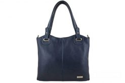 Shopperka skórzana BARBERINI'S 982-4 granatowa. Niebieskie shopper bag damskie Barberinis, bez wzorów, ze skóry, na ramię, duże, zamszowe, bez dodatków. Za 261.99 zł.