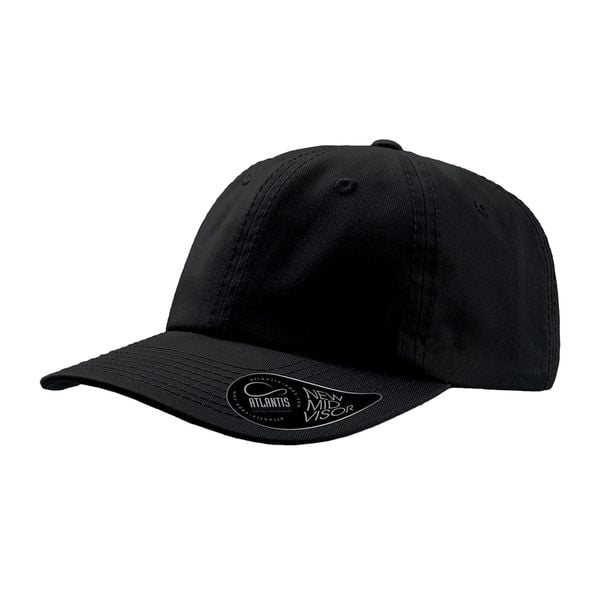 6panelowa Czapka Dad Hat Unstructured. Czarne czapki męskie ATLANTIS, bez wzorów, z bawełny. Za 63.99 zł.