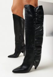 Czarne Kozaki z Wywiniętą Cholewką na Stożku Frendo. Czarne kozaki damskie Born2be, bez obcasa, na obcasie. Za 54.99 zł.