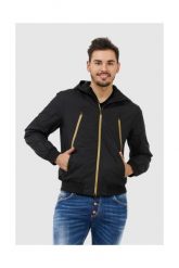 EA7 Czarna kurtka męska ze złotymi zamkami. Czarne kurtki męskie EA7 Emporio Armani, m, z aplikacjami, z polaru, z kapturem. W wyprzedaży za 459.99 zł.