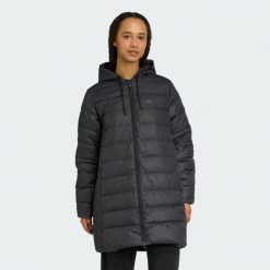 Parka z kapturem Essentials CLIMAWARM 3-Stripes Light Down. Czarne parki damskie Adidas, xl, bez wzorów. Za 649.00 zł.