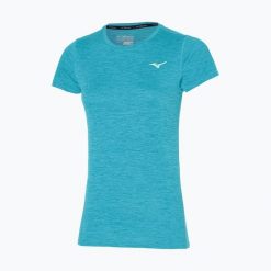 Koszulka do biegania damska Mizuno Impulse Core Tee. Niebieskie bluzki sportowe damskie Mizuno, uniwersalny, z materiału, bez kołnierzyka, bez ramiączek. Za 62.99 zł.