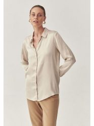 TATUUM Bluzka "Nika" w kolorze beżowym rozmiar: 34. Brązowe bluzki damskie Tatuum, bez wzorów, z wiskozy, bez kołnierzyka, bez ramiączek. Za 100.75 zł.