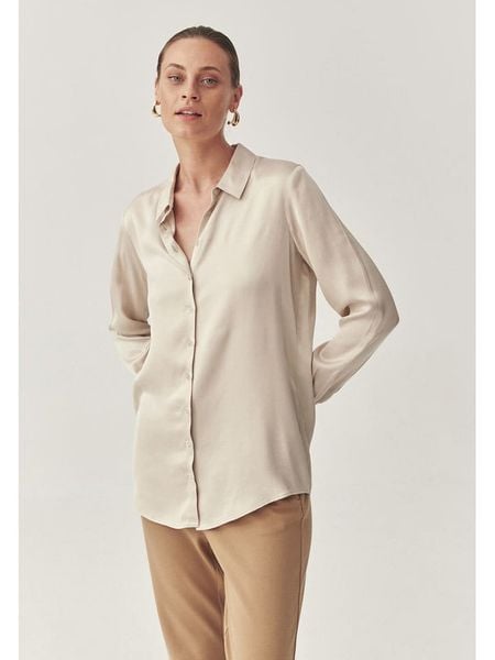 TATUUM Bluzka "Nika" w kolorze beżowym rozmiar: 34. Brązowe bluzki damskie Tatuum, bez wzorów, z wiskozy, bez kołnierzyka, bez ramiączek. Za 100.75 zł.