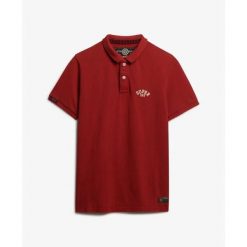 Haftowana koszulka polo Superdry Vintage Athletic. Czerwone koszulki polo męskie Superdry., m, bez wzorów, bez ramiączek. Za 215.95 zł.