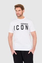 DSQUARED2 Biały t-shirt męski z dużym logo icon. Białe t-shirty męskie Dsquared2, l, bez wzorów, bez kołnierzyka. W wyprzedaży za 639.99 zł.