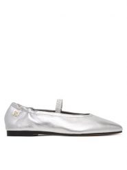 Tommy Hilfiger Baleriny Silver Lth Ellastic Ballerina FW0FW09466 Srebrny. Szare baleriny damskie Tommy Hilfiger, bez wzorów, ze skóry, bez obcasa. Za 489.99 zł.