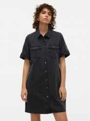 Vero Moda Sukienka jeansowa Jennie 10309665 Czarny Regular Fit. Czarne sukienki damskie Vero Moda, s, bez wzorów, z bawełny, bez kołnierzyka, bez ramiączek. Za 139.99 zł.