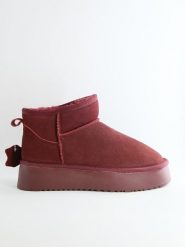 Bellucci Skórzane botki w kolorze bordowym rozmiar: 40. Czerwone botki damskie Bellucci, bez obcasa, na platformie, bez zapięcia. Za 152.99 zł.