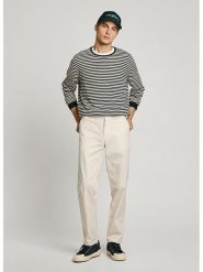 Pepe Jeans Spodnie chino "Poplin" w kolorze kremowym rozmiar: W29. Brązowe spodnie materiałowe męskie Pepe Jeans, bez wzorów, z jeansu. Za 140.53 zł.