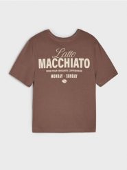 Koszulka z napisem na plecach - brązowy. Brązowe t-shirty damskie Sinsay, l, bez wzorów, bez kołnierzyka. Za 25.99 zł.
