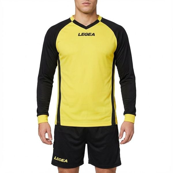 Męska Koszulka Piłkarska Długie Rękawy Amsterdam Żółto-Czarna. Czarne t-shirty sportowe męskie Legea, m, z bawełny, bez ramiączek, na fitness i siłownię. Za 56.00 zł.