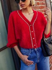 Milan Kiss Kardigan w kolorze czerwonym rozmiar: M. Czerwone kardigany damskie Milan Kiss, m, bez wzorów. Za 152.99 zł.