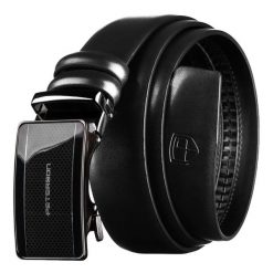 Czarny pasek męski z automatyczną klamrą wykonany ze skóry naturalnej Peterson PTN A018-AB-BLACK. Czarne paski męskie Peterson, bez wzorów, ze skóry, eleganckie. Za 69.99 zł.