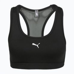 Biustonosz do biegania PUMA 4Keeps Bra Black. Czarne biustonosze Puma, bez wzorów, z elastanu. Za 79.99 zł.