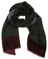 Szaro-Bordowy Elegancki Szalik V.Fraas, Przejściowy, Cienki, Dwukolorowy, Wzór Geometryczny. Czerwone szaliki męskie V. Fraas, bez wzorów. Za 49.00 zł.