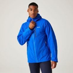 Okara męska kurtka przeciwdeszczowa. Niebieskie kurtki męskie Regatta, m, bez wzorów, z materiału, sportowe, bez kaptura. Za 157.49 zł.