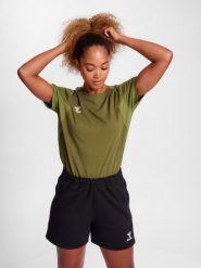 Koszulka damska Hummel Travel. Zielone t-shirty damskie HUMMEL, xl, bez wzorów, z bawełny, bez kołnierzyka. Za 154.50 zł.