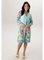 Aniston Sukienka w kolorze turkusowym ze wzorem rozmiar: 48. Niebieskie sukienki damskie Aniston, na co dzień, bez wzorów, z wiskozy, bez kołnierzyka, bez ramiączek, midi, proste. Za 173.99 zł.