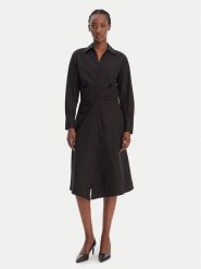 BOSS Sukienka koszulowa Drepill 50553673 Czarny Regular Fit. Czarne sukienki damskie Boss, bez wzorów, z bawełny, bez kołnierzyka, bez ramiączek, koszulowe. Za 1,449.00 zł.