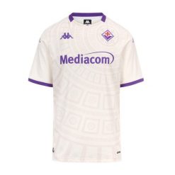 Koszulka wyjazdowa Fiorentiny 2025/26. Białe t-shirty sportowe męskie Kappa, bez ramiączek, do piłki nożnej. W wyprzedaży za 325.00 zł.