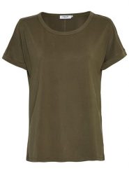 MOSS COPENHAGEN Koszulka "Fenya" w kolorze khaki rozmiar: L/XL. Brązowe bluzki damskie MOSS COPENHAGEN, l, bez wzorów, bez kołnierzyka, bez ramiączek. Za 78.66 zł.