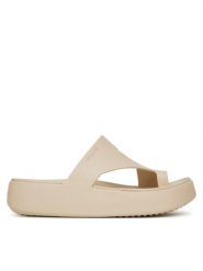 Crocs Japonki Getaway Platform Toe Loop 210834 Beżowy. Brązowe klapki damskie Crocs, bez wzorów, z tworzywa sztucznego, bez obcasa. Za 169.99 zł.