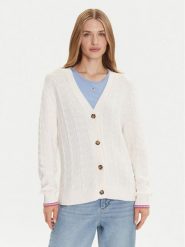 Tommy Jeans Kardigan Cable DW0DW21681 Écru Relaxed Fit. Kardigany damskie Tommy Jeans, xl, bez wzorów, z bawełny. Za 419.99 zł.