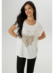 Aniston Koszulka w kolorze beżowym rozmiar: 36. Brązowe bluzki damskie Aniston, bez wzorów, bez kołnierzyka, bez ramiączek. Za 56.99 zł.