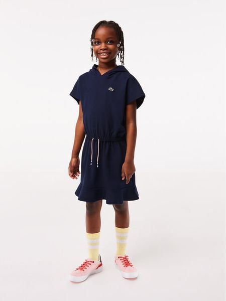 Lacoste Sukienka codzienna EJ5299 Granatowy Regular Fit. Niebieskie sukienki dziewczęce Lacoste, bez wzorów, z bawełny, bez ramiączek. Za 229.99 zł.