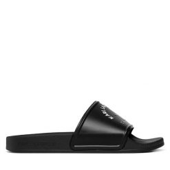 Klapki KARL LAGERFELD. Czarne klapki damskie Karl Lagerfeld, bez wzorów, bez obcasa. Za 139.99 zł.