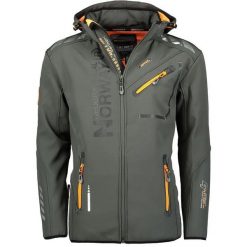 Męska codzienna kurtka softshell GEOGRAPHICAL NORWAY ROYAUTE DGREY - ORANGE DB…. Brązowe kurtki softshell damskie Geographical Norway, m, bez wzorów, z materiału, z kapturem. Za 249.00 zł.