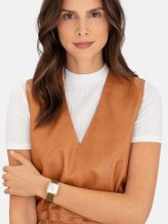 Liebeskind Zegarek kwarcowy w kolorze złoto-jasnobrązowo-białym rozmiar: onesize. Brązowe, analogowe zegarki damskie Liebeskind, ze stali. Za 339.37 zł.