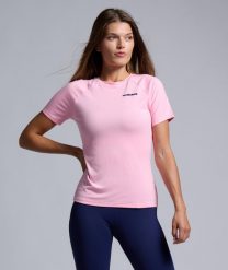 Koszulka do tenisa/padka damska ekologiczna. Czerwone t-shirty damskie NORDICDOTS, bez wzorów, z materiału, bez kołnierzyka. Za 105.00 zł.
